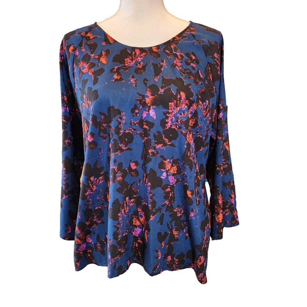 Sheer/Loose fitting Blouse in Blue Floral print by Collective Concept. Size - M